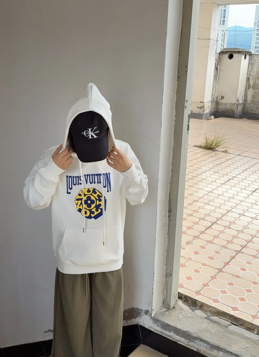 Louis Vuitton/Louis Vuitton 25Fw 3D letter patch hooded sweatshirt